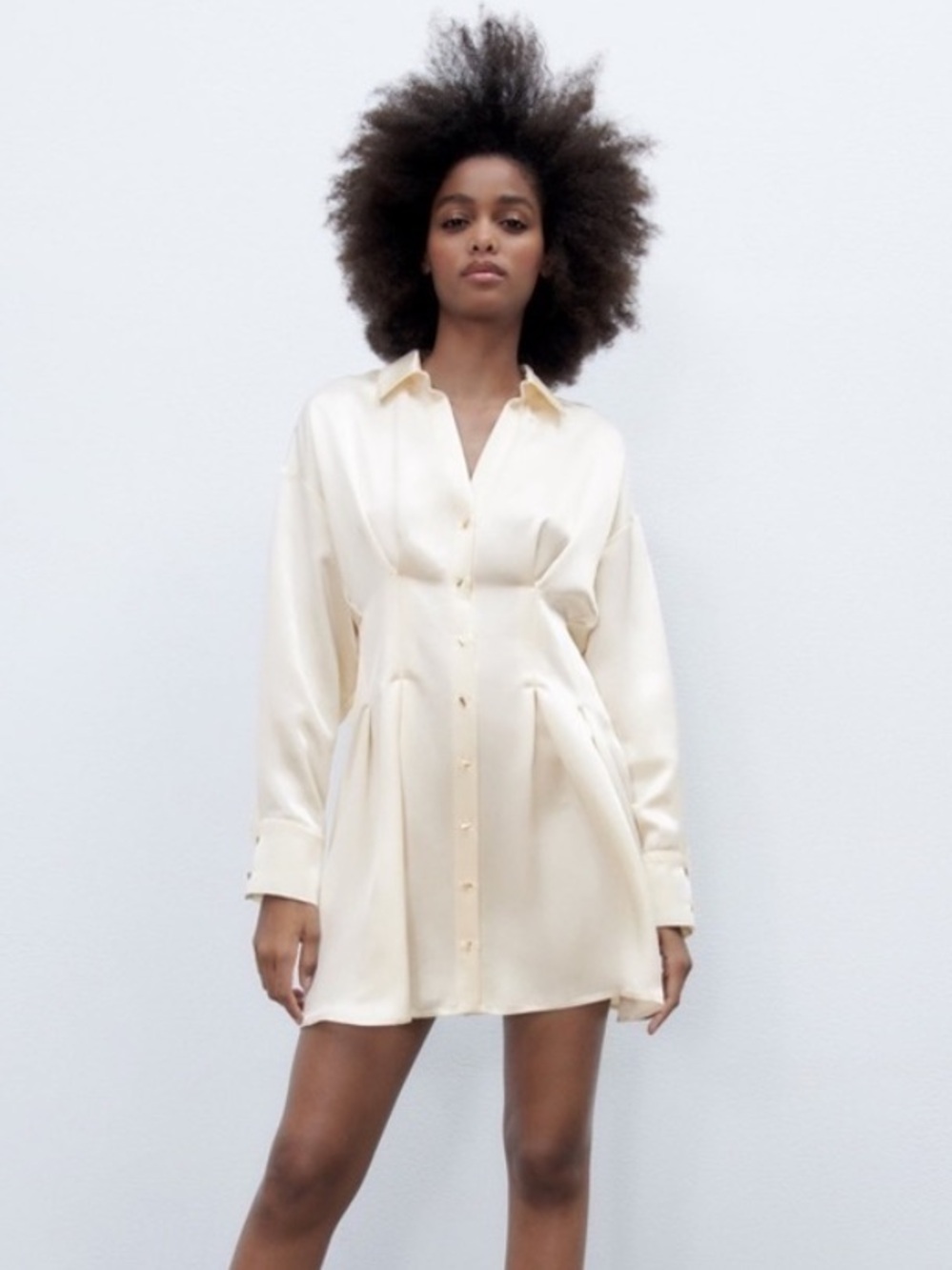 Zara dress Darted Satin Effect Mini Shirt Dress size XS great condition